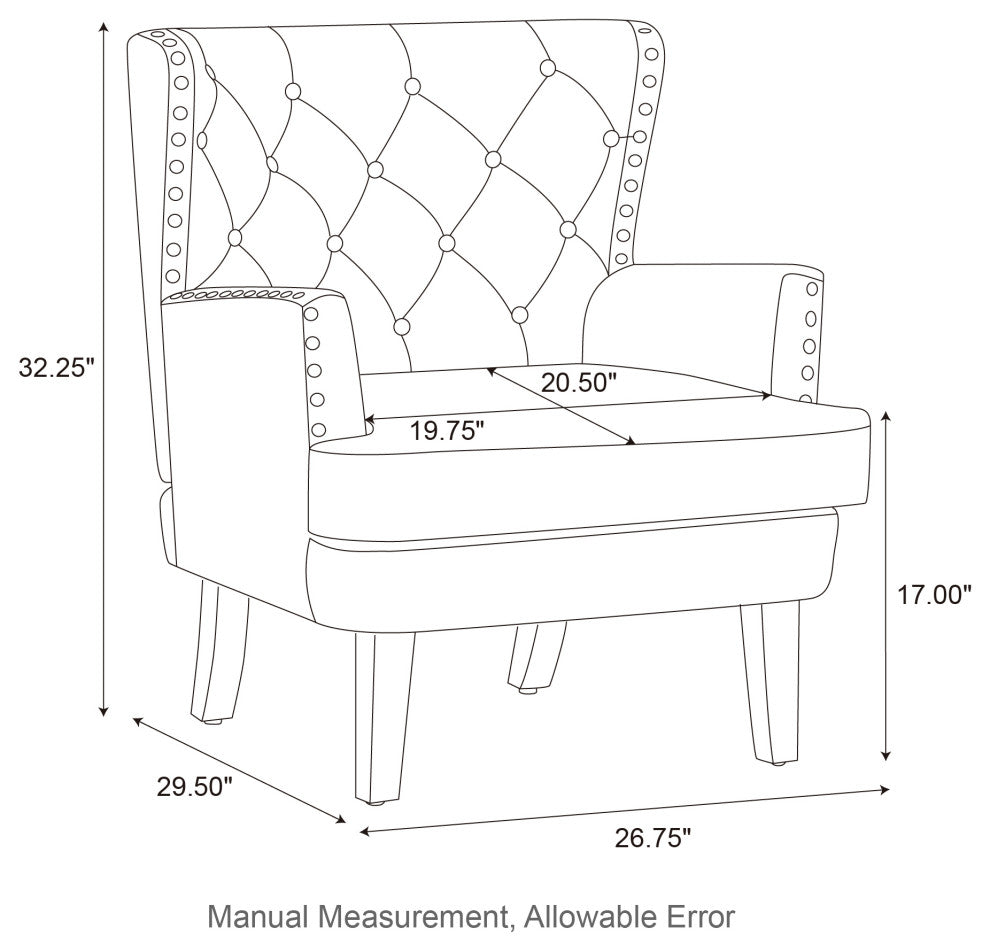 Set of 2  Leatherette Modern Accent Chair, Black