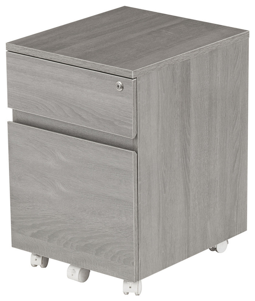 Techni Mobili Rolling 2-Drawer Vertical Filing Cabinet, Gray
