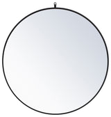 Home Living Metal Frame Round Mirror With Decorative Hook 39", Black