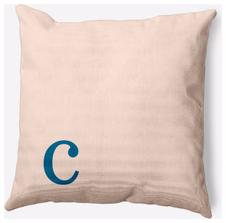20" x 20" Modern Monogram Indoor/Outdoor Polyester Throw Pillow, Autumn Blue