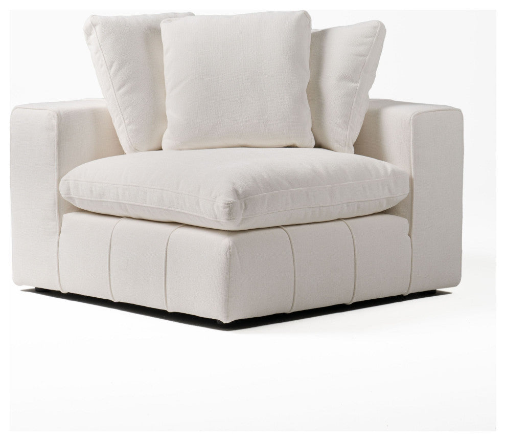 Divani Casa Vicki Modern Ivory Fabric Modular Sectional Sofa