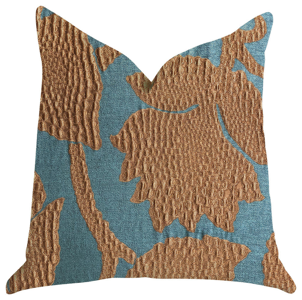 Golden Arabella Vine in Green and Bronze Tones Luxury Throw Pillow, 16"x16"