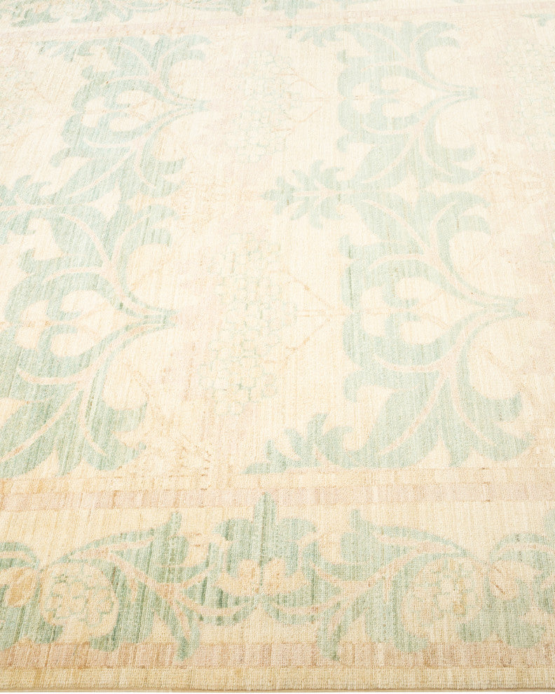 Arts and Crafts, One-of-a-Kind Hand-Knotted Area Rug Ivory, 6'1"x11'7"