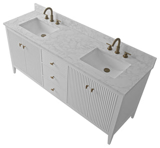 Vanity Art Freestanding Vanity, White, 72", Double Sink, Golden Brushed