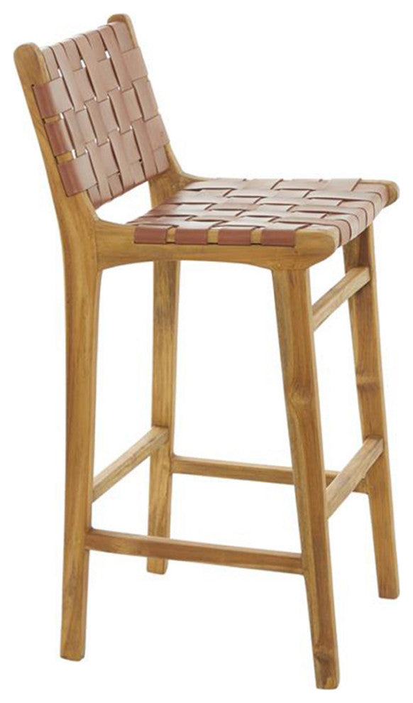 Urban Designs Handmade London 29-Inch Genuine Leather Bar Stool - Black, Brown