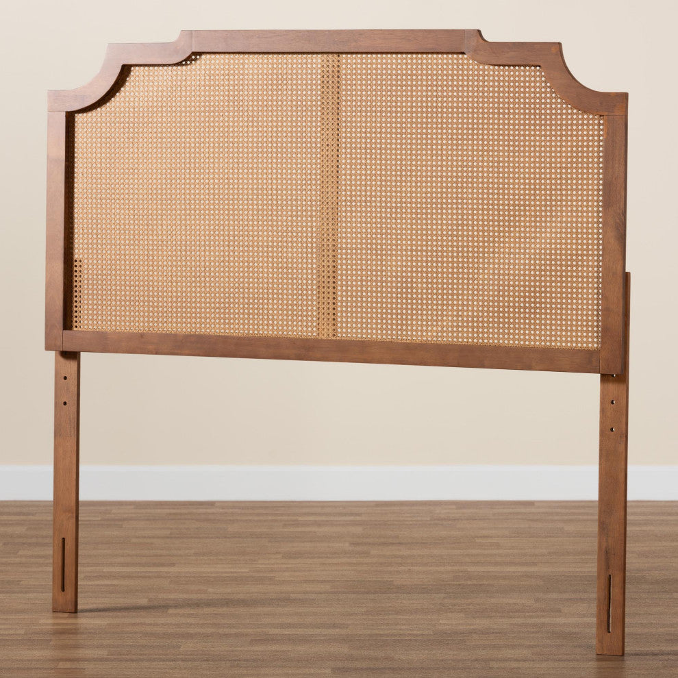Aleena Rattan Ash Walnut Headboard, Queen