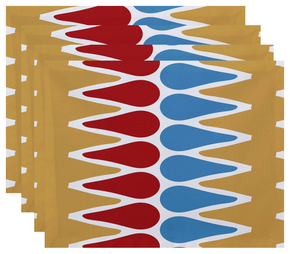 Multi Colored Picks, Geometric Print Placemat, Gold