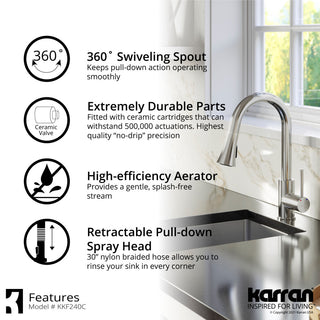 Karran Weybridge Single-Handle Pull-Down Sprayer Kitchen Faucet, Chrome