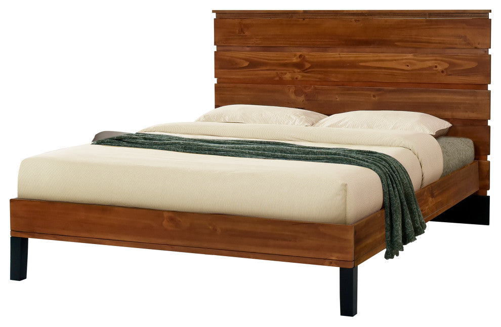 Gewnee Modern Solid Wood Bed Frame Queen Size Platform Bed