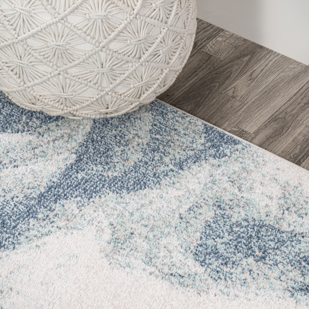 Petalo Abstract Two-Tone Modern Blue/Cream 8 ft. x 10 ft. Area Rug