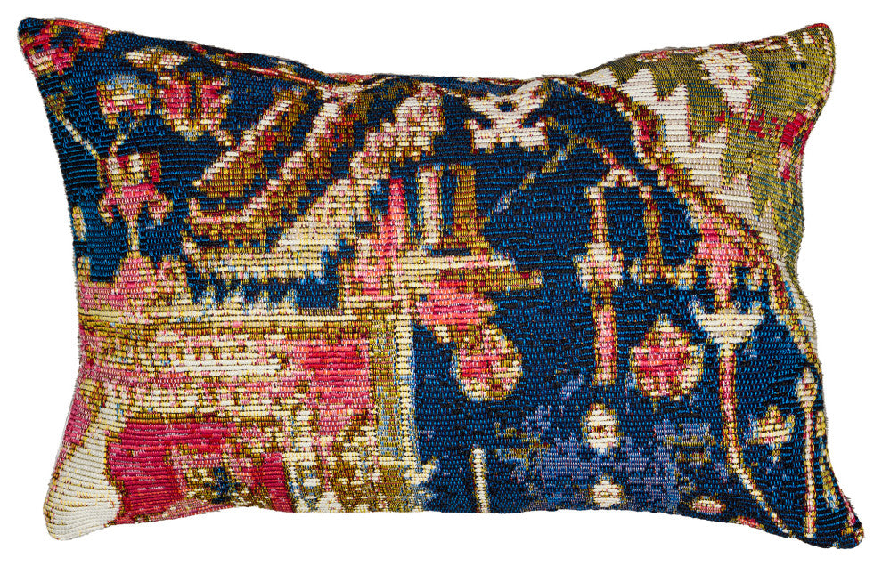 Marina Heriz Indoor/Outdoor Pillow, Red/Multi, 12"x18"