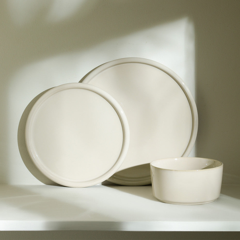 Stone Lain Eden Stoneware 24-Piece Dinnerware Set, Beige
