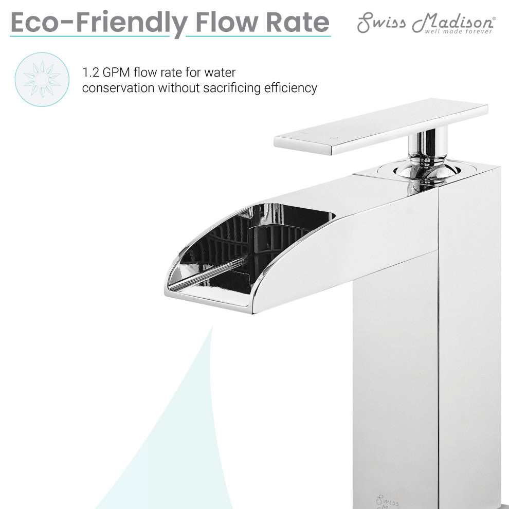 Concorde Single Hole, Waterfall Bathroom Faucet, Chrome