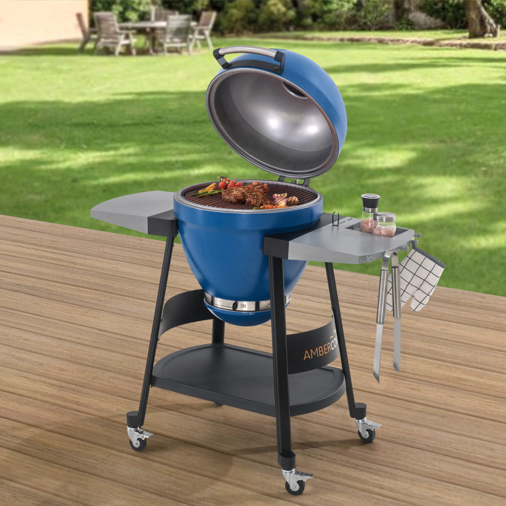 AmberCove 20 Inch BBQ Portable Charcoal Grill with Smoker, Removable Grate