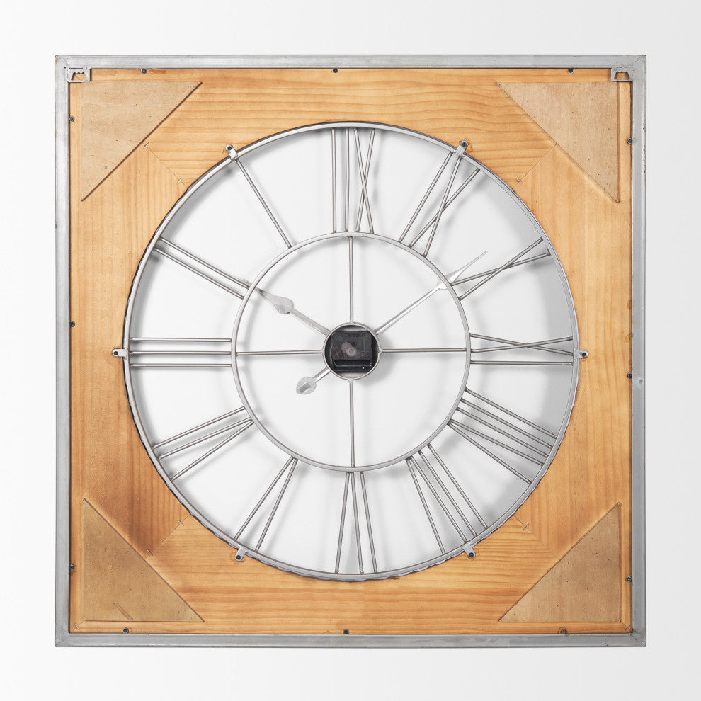 Rondell Light Brown Wood With Gold Metal Wall Clock