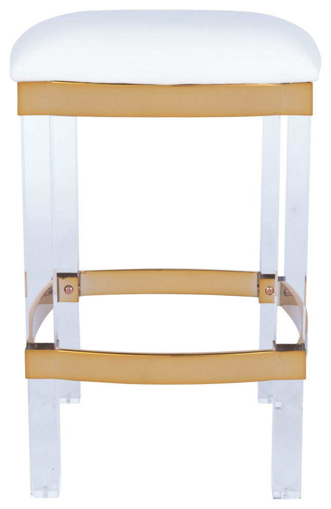Acrylic and Polished Gold Counter Stool