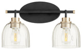 Quorum 507-2-6980 Two Light Vanity, Black w Aged Brass Finish