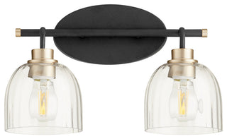Quorum 507-2-6980 Two Light Vanity, Black w Aged Brass Finish