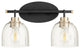 Quorum 507-2-6980 Two Light Vanity, Black w Aged Brass Finish