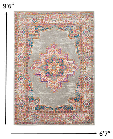 7' X 10' Gray Power Loom Area Rug