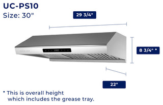 Hauslane | Chef Series Range Hood PS10 30" Under Cabinet Kitchen Extractor