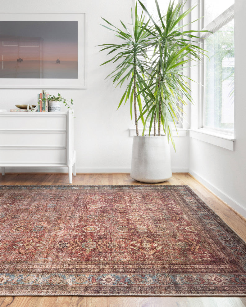Loloi Layla Lay-01 Rug, Brick/Blue, 2'6"x7'6" Runner