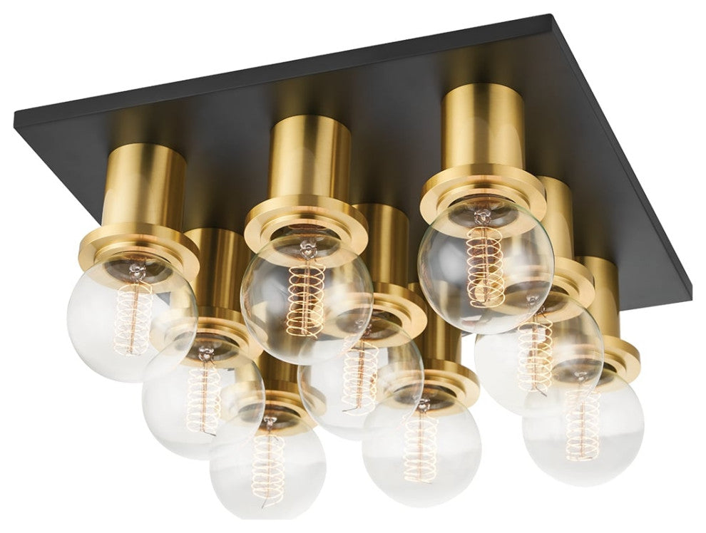 Mitzi Brandi 9-LT Flush Mount H526509-AGB/SBK - Aged Brass/Soft Black
