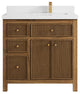 Sonoma Teak 36 Right Offset Bath Vanity in Dark Natural with 2" White Quartz