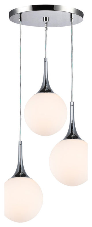 Woodbridge Lighting Alicia 3-Light Pendant Cluster, Chrome, Opal LED
