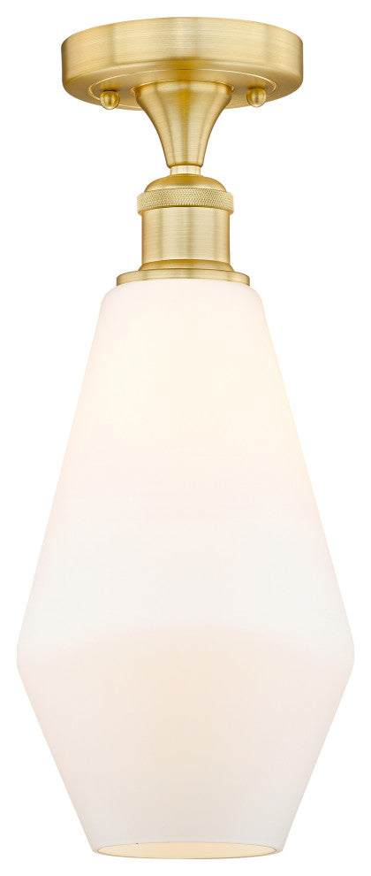 Cindyrella-1 Light 7" Semi-Flush Mount-Satin Gold -Cased Matte White Glass Shade