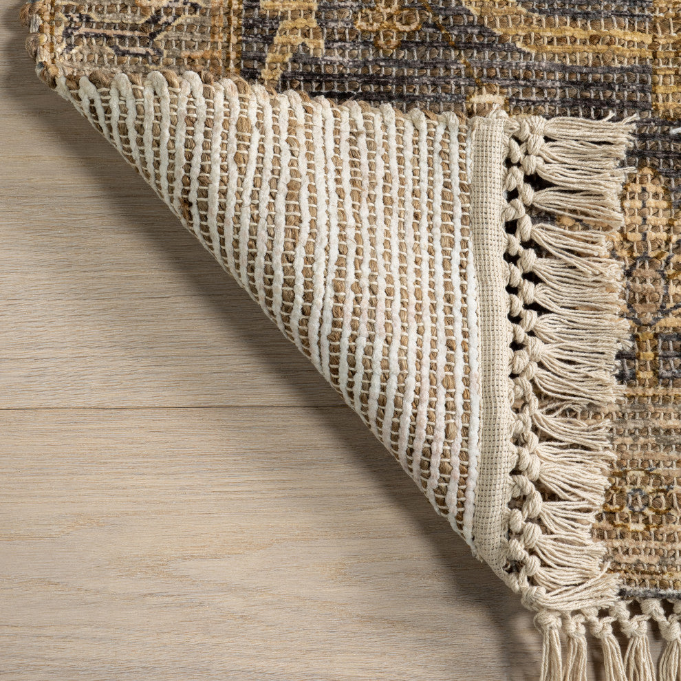 Marigold Vintage Tasseled Area Rug, Dark Brown 10'x14'