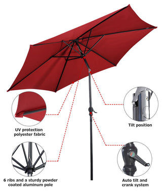 Costway 9FT Patio Umbrella Patio Market Steel Tilt W/ Crank Outdoor Burgundy