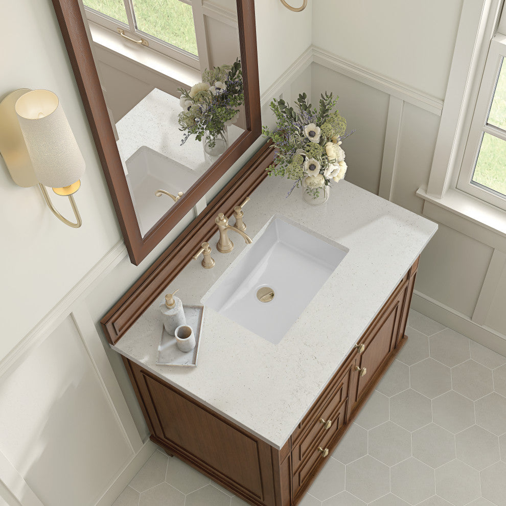 Lorelai 36" Single Vanity, Mid-Century Walnut, 3 CM Lime Delight Top