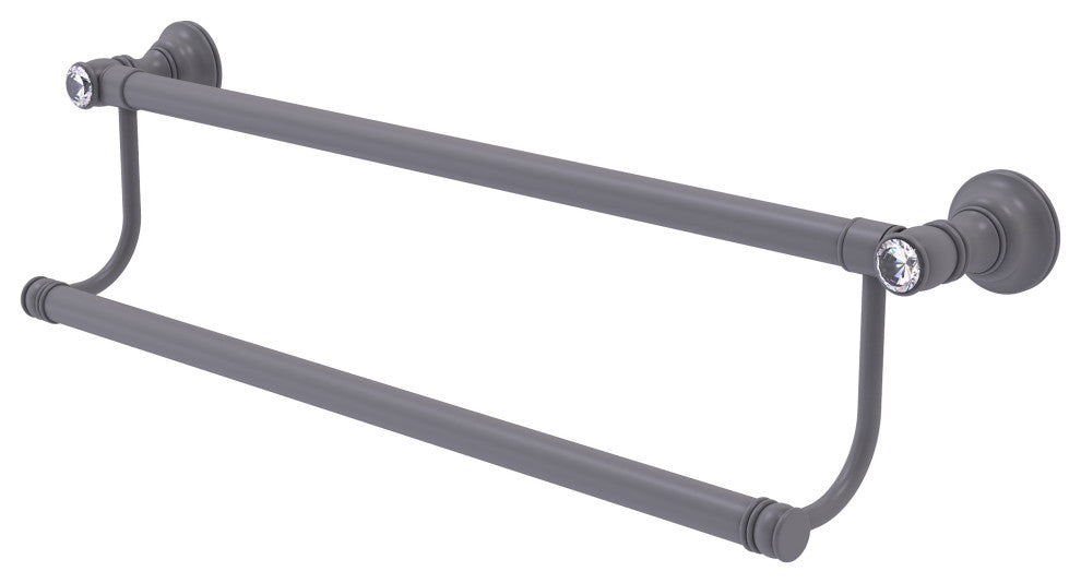 Carolina Crystal 36" Double Towel Bar, Matte Gray
