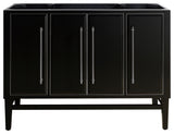 Mason 48" Vanity Only, Black With Brushed Silver Hardware