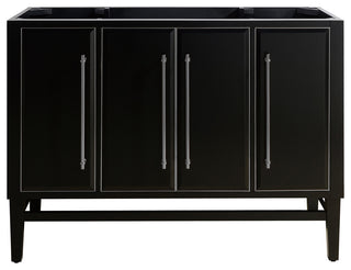 Mason 48" Vanity Only, Black With Brushed Silver Hardware