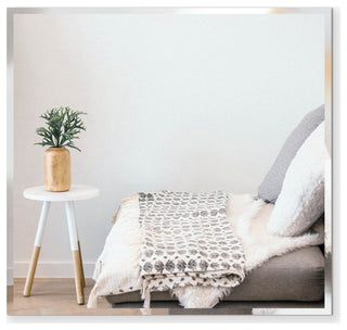 Square Beveled Polished Frameless Wall Mirror With Hooks, 24"