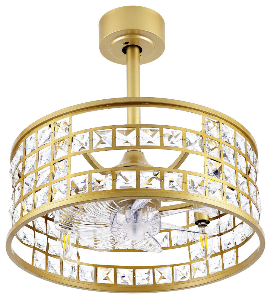 18" Crystal Chandelier Ceiling Fan With Remote Control and Light Kit
