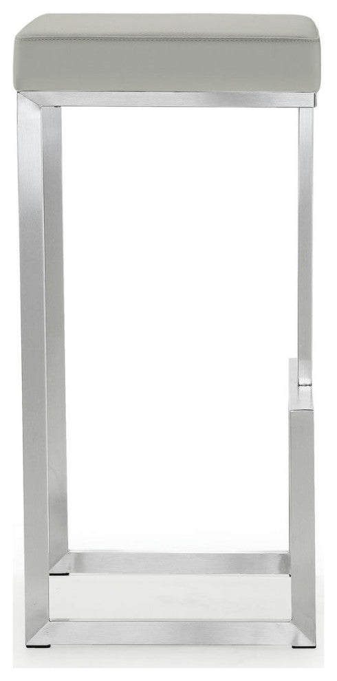 TOV Furniture Ferrara Light Grey Stainless Steel Barstool (Set of 2)