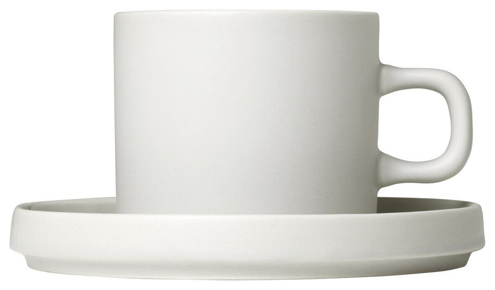 Pilar Coffee Cups With Saucers, Set of 2, Moonbeam