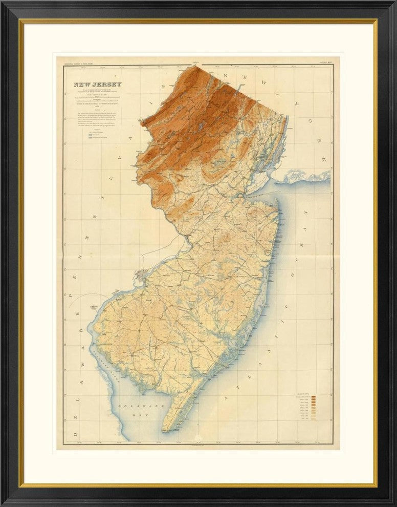 "New Jersey State Map, 1888"  by Geological Survey of New Jersey, 36x46"