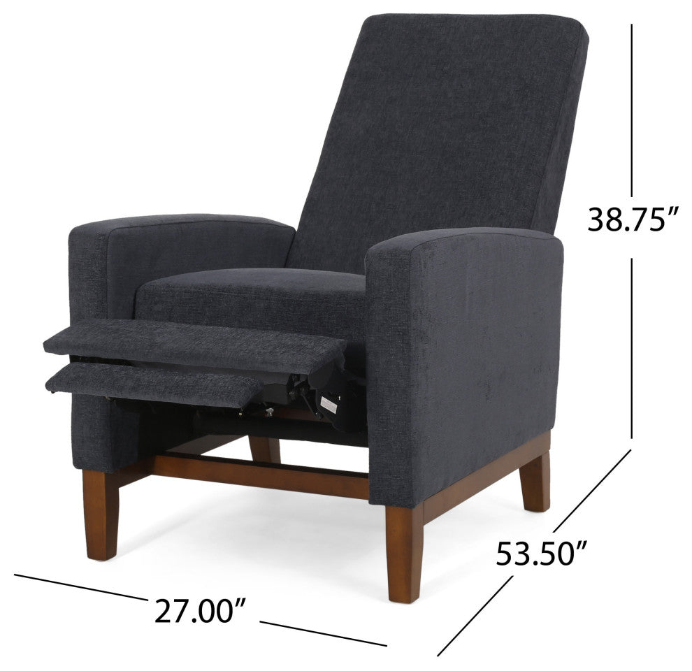 Plevna Fabric Upholstered Pushback Recliner, Charcoal and Brown