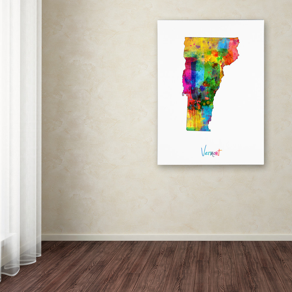 "Vermont Map" Canvas Art by Michael Tompsett