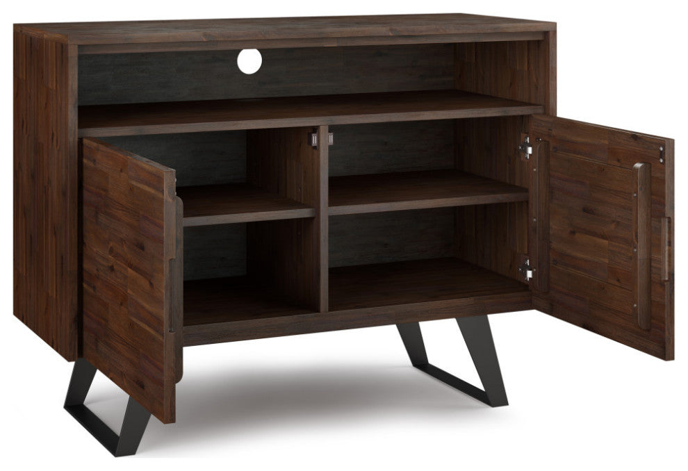 Lowry SOLID ACACIA WOOD TV Media Stand For TVs up to 70 inches, Charcoal Brown