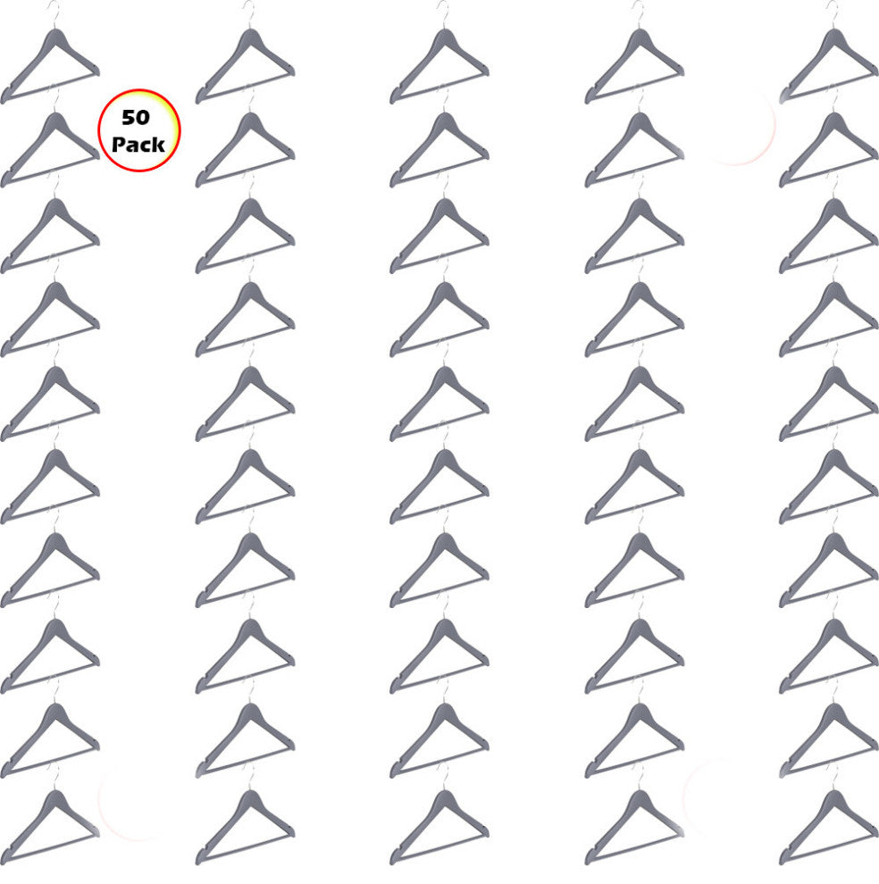 Abs plastic Clothes/Suit Hangers, Perfect for Dresses Blouses&Pants, Shirts, Gray, 50-Pack