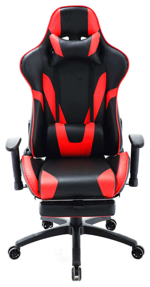 Commando Ergonomic Gaming Chair, Adjustable, Lumbar/Neck Support, Black/Red