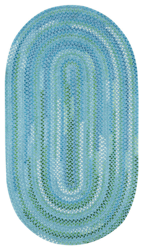 Waterway Braided Oval Rug, Blue, 9''2"x13''2"