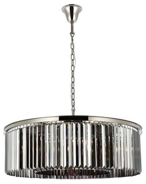 Elegant Lighting 1238G43-SS/RC Sydney 10 Light 44"W Crystal Drum - Matte Black