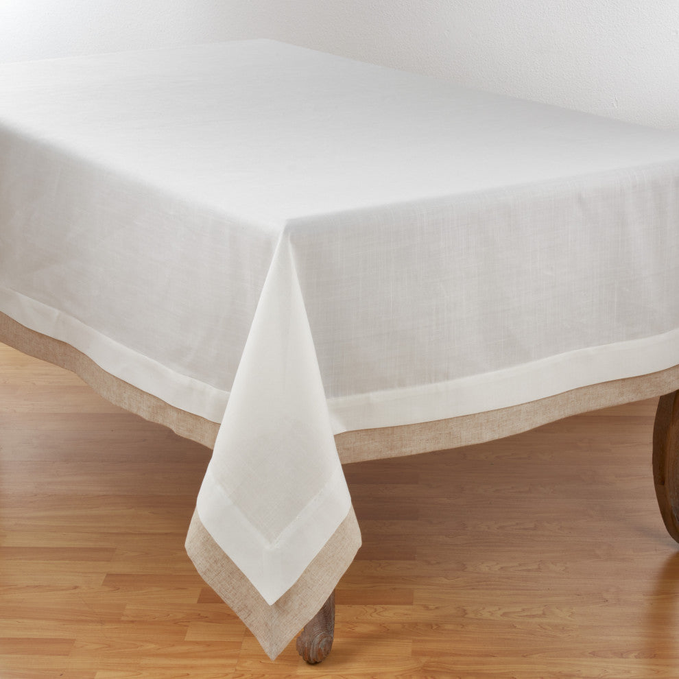 Double Layer Design Tablecloth, Ivory, 67"x104"
