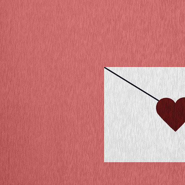 Love Letter Valentines Chenille Rug, Coral/Maroon, 5'x7'